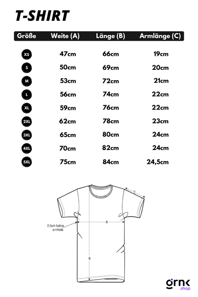 Grössentabelle T-Shirt Horde