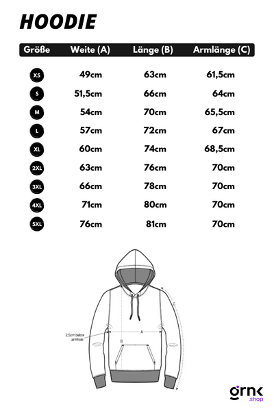 Grössentabelle Hoodie Horde
